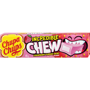 CHUPA CHUPS Strawberry Incredible Chews - 45g (BOX OF 20)