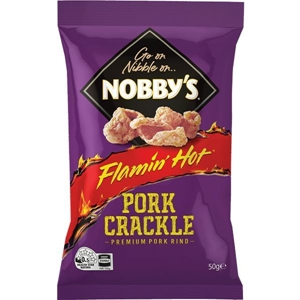 NOBBY'S Flamin Hot Pork Crackle - 50g (BOX OF 12)